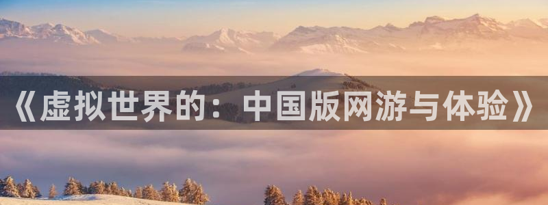 奇亿娱乐注册网站：《虚拟世界的：中国版网游与体验》